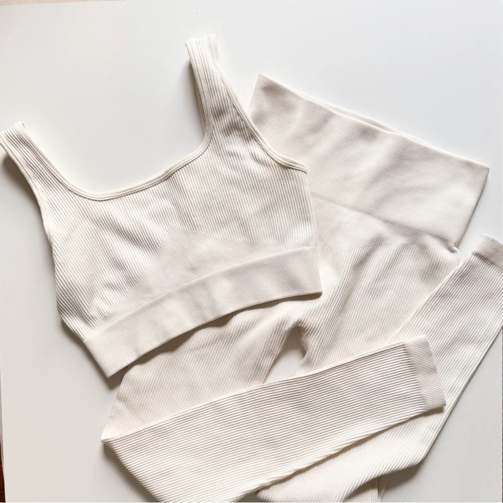 Ivory Ribbed Legging Set - Picture 7 of 10